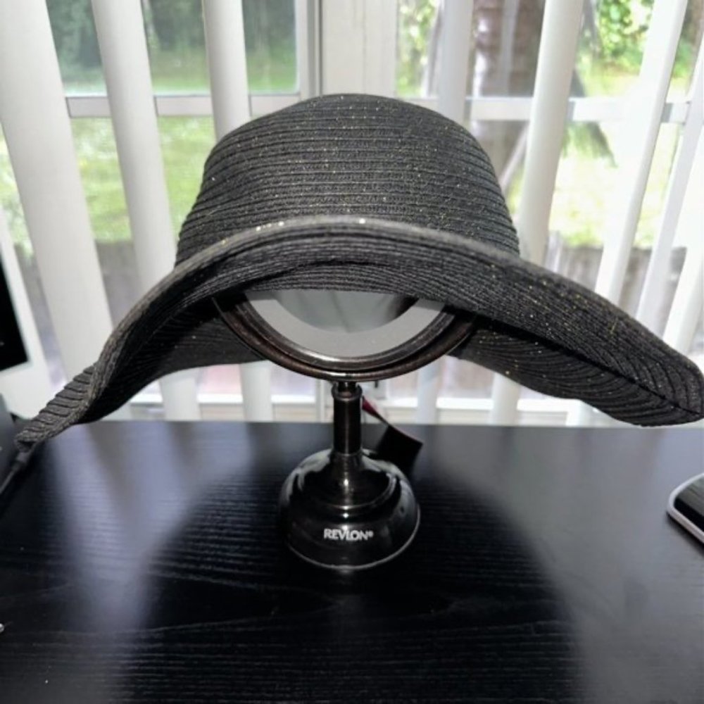 Chi by Carlos Falchi, black floppy wide brim hat - Picture 12 of 12